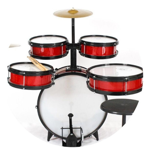 Bateria Infantil C/ Chimbal 72 Cm Profissional Completa Mdf