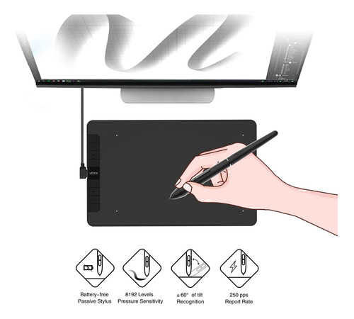 Veikk Vk1060 Paplet De Dibujo, Tableta Gráfica De 10 X 6 Con