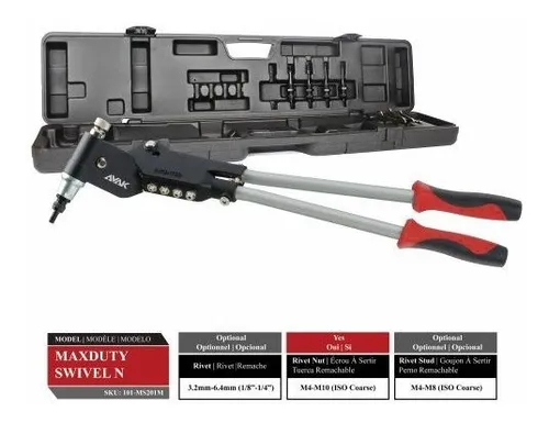 Herramienta Avak Maxduty Para Remaches Tuercas M10 - 360°