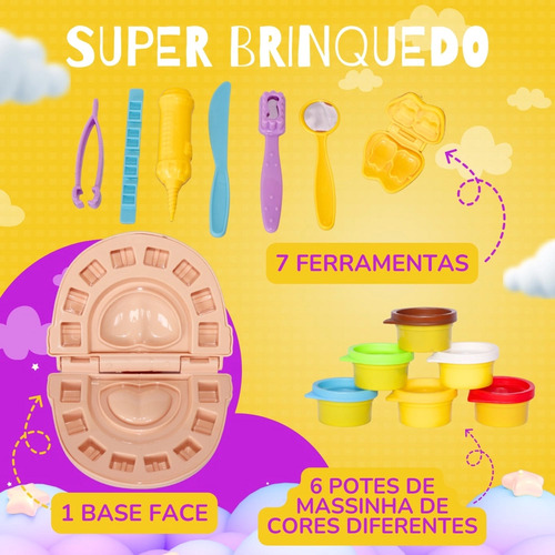 Kit Massinha De Modelar Dentista De Brinquedo Com Acessórios
