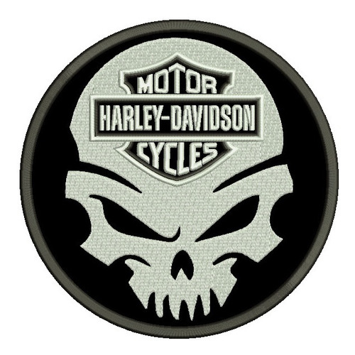 Harley Davidson Calavera Blanca Parche Bordado 