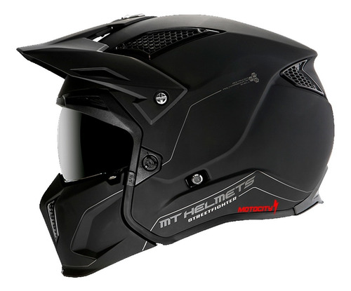 Imagen 2 de 4 de Casco Modular Para Moto Mt Helmets Streetfighter Solid Negro