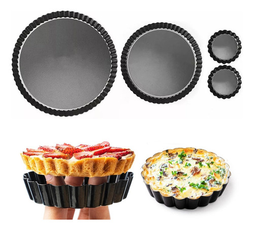 4 Pcs Moldes Desmontable Para Hornear Tartas Pan Pasteles