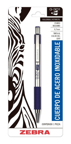 Bolígrafo De Gel Retráctil Zebra G-301 Punto Mediano 0.7 Mm.