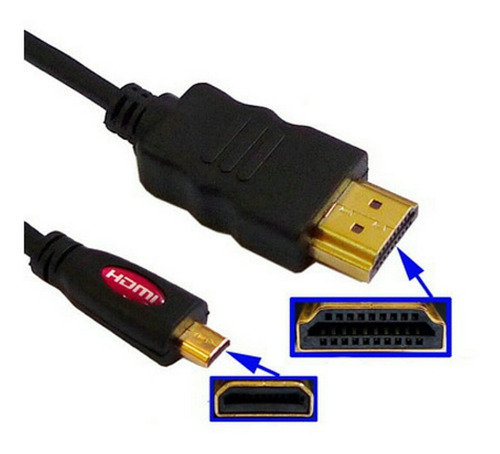Cable Micro Hdmi Hdmi 1.8 Metros V1.4 Doble Filtro Tipo D.