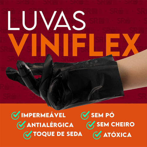 Luvas descartáveis Vabene Viniflex cor preto tamanho G de elastômero termoplástico x 100 unidades