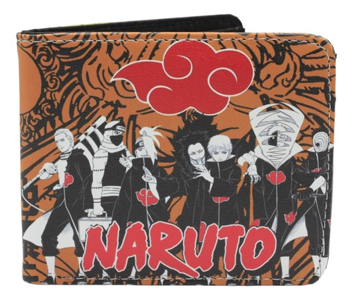 Cartera Akatsukis Blanco Y Negro - Fondo Naranja - Naruto 