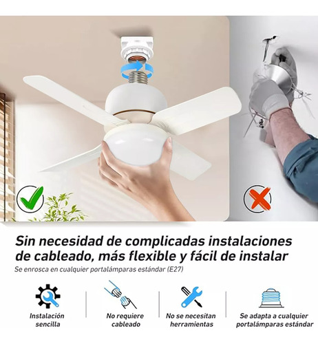 Lámparas Focos Ventilador Luces De Techo Base Para Foco E27