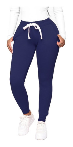 Calça Moletom Feminina Jogger Moletinho Lycra Cintura Alta