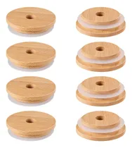 Comprar 8 Tapas Para Tarros De Bambú De Doitool Con Agujero Para Paj