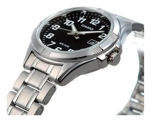Reloj Casio Mujer Ltp-1308d-1b Fondo Negro Y Numeros