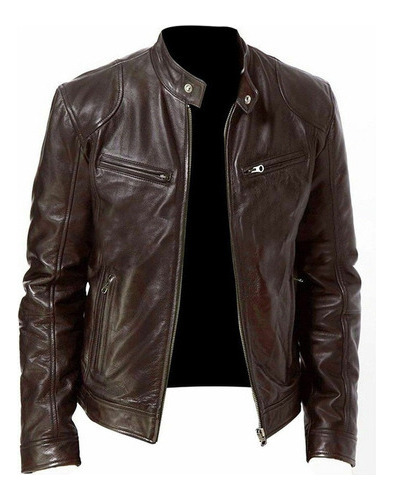 Biker De Piel De Oveja Para Hombre Con Cremallera Pr [u]