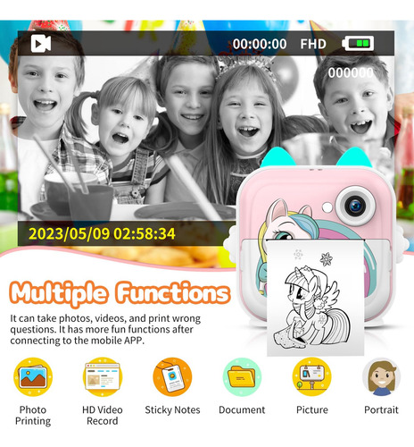 Cámara De Impresión Instantánea Misirun Para Niños Con Vídeo