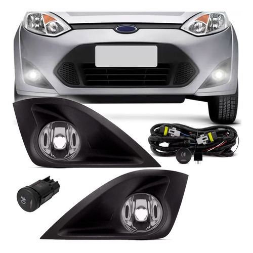 Kit Farol De Milha Ford Fiesta 2010 2011 2012 2014 Com Grade