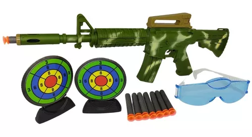 Arminha Brinquedo Metralhadora Fuzil Lança Dardos e Acessórios