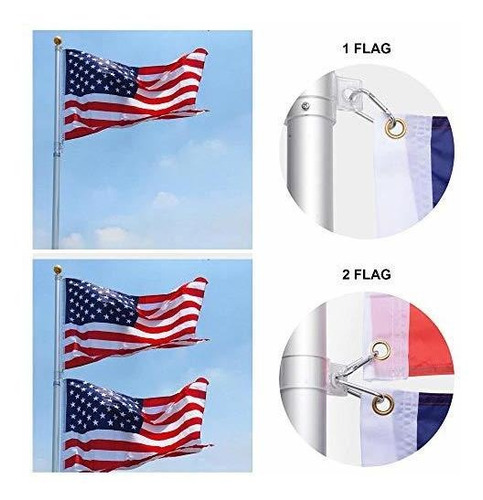 Yeshom 20 Pies Telescópicos De Aluminio De Poste De Bandera