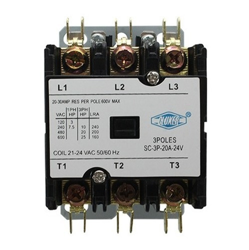 Contactor 3 Polos, 20 Amps, Bobina 21-24vac, 50/60hz