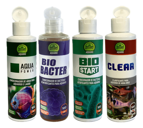 Kit 4 Un Biobacter Bio Start Aquapower Clear 100ml Powerfert