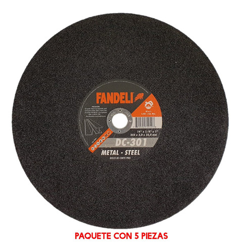 Disco De Corte 14  Para Metal Fandeli Dc-301 Paq 5 Piezas