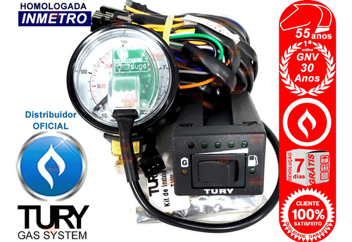 Imagem 4 de 6 de Kit Elétrico Gas Tury T1000 A Caixinha Manômetro Cabo Gnv