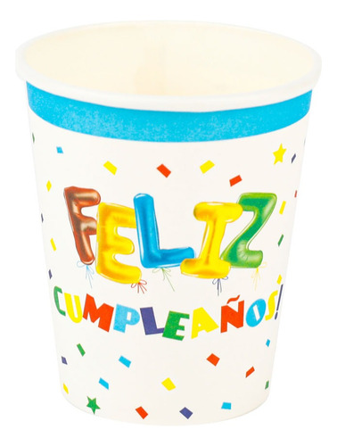 Vasos Descartables Feliz Cumpleaños Pack X 10 Unidades