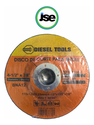 Disco De Corte Metal Fino 4* 1/2x7/8 Diesel Tools