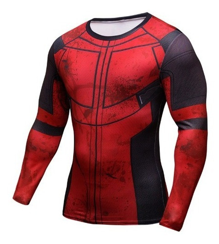 Polera Gym Fit Ajustada Y Elasticada Estilo Deadpool 