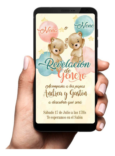 Invitación Digital Tarjeta Imprimible Revelacion De Genero 