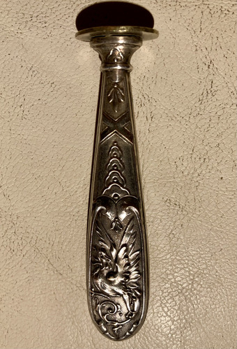 Mango Porta Sello Para Lacre Francés Metal Labrado Vintage !