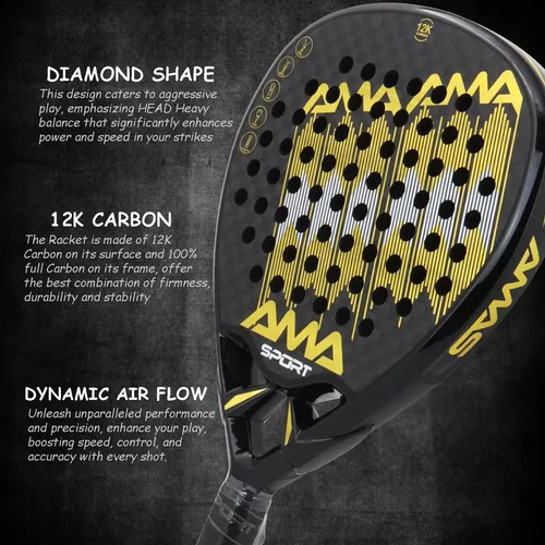 Raqueta De Pádel Ama Sport Fibra De Carbono Eva Flex