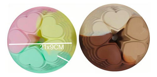 Molde Flanera Torta Con Corazones Silicona Antiadherente Color Tricolor