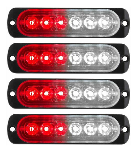 4 Uds 6led Rojo Y Blanco Cabeza De Luz Led Baliza De Em...