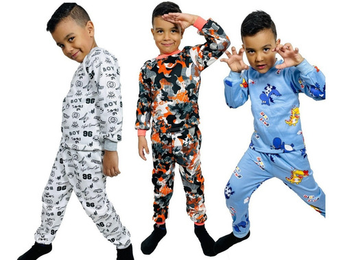 Pack 3 Pijama Conjunto Forro Polar  Niña Niño Juvenil