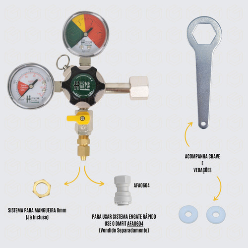 Manômetro Hbs Controladora Co2 1 Via Para Chope