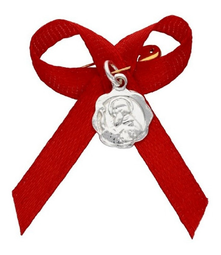 Medalla De San Benito Con Cinta Roja Y Plata Fina 925