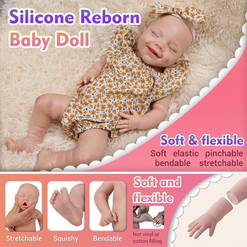 Muñeca Bebe Reborn April Silicona Solida Realista Flexible