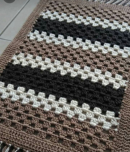 Carpeta Tejida Crochet. Individual Rectangular. Camino Mesa
