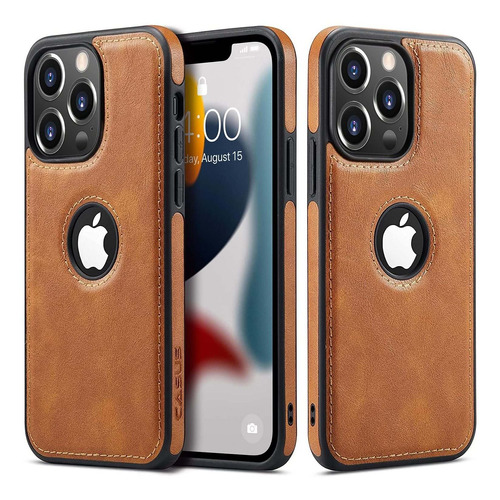 Funda Para iPhone 13 Pro, De Cuero Vegano/6.1 In/marron