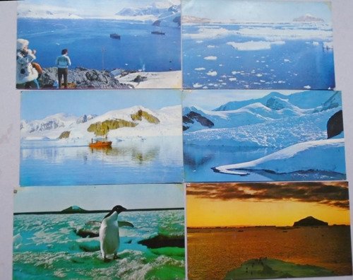 #p Lote 6 Postales Color - Antartida Argentina Años 70