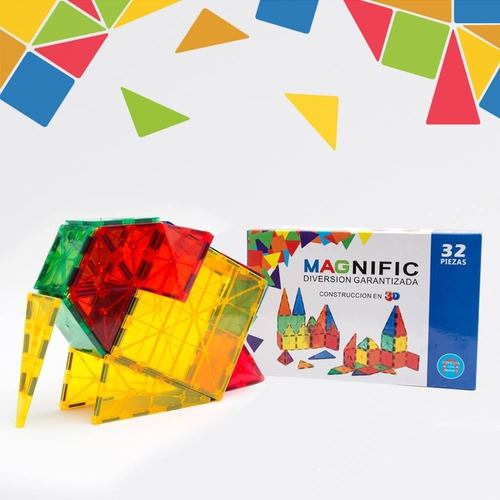 Imagen 2 de 11 de Bloques Imanes Didáctico 32 Piezas Magnific Educativos Promo