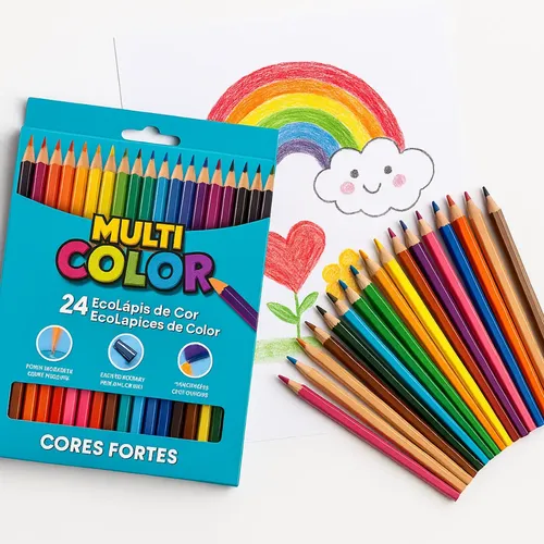 Lápis De Cor Multicolor 24 Cores Sextavado Original | MercadoLivre