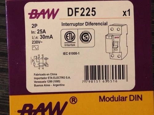 Disyuntor Diferencial Baw 2 X 25a X 30ma