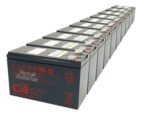 Kit 10 Bateria Cs3 12v 7,2ah 28w Csb Gp1272 F2 100% Novas