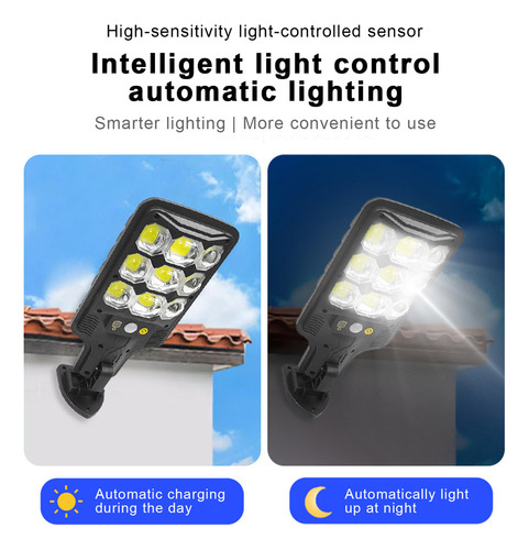 D Luz De Calle Solar Brillante Con Sensor De Movimiento Y