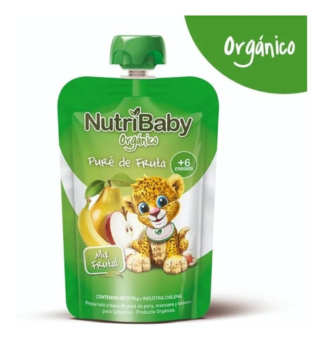 Nutribaby Papilla Orgánico Mix De Fruta 6m+ X 90gr X12u