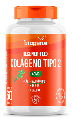 Regener Flex, Colágeno Tipo 2 40mg, Cálcio, 60 Cáps, Biogens