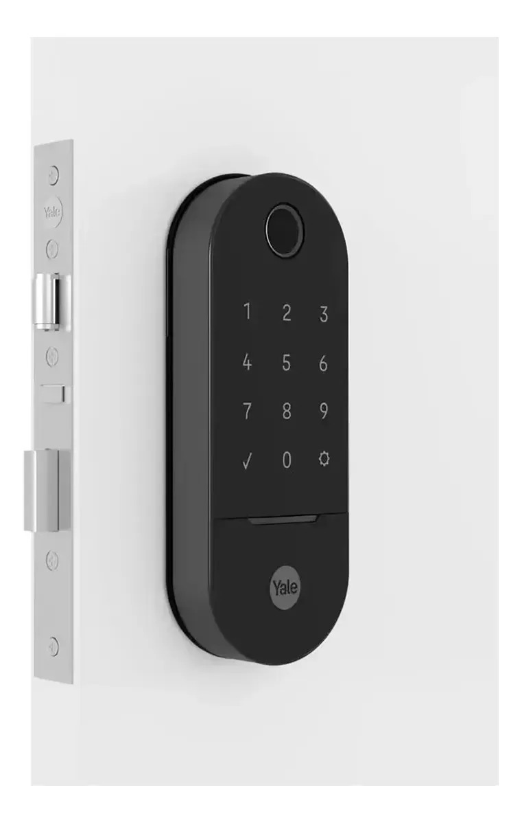 Fechadura Eletronica Biometrica Lia De Embutir Porta Madeira Preto