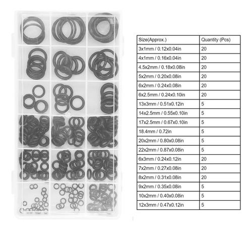 Kit De 225 Piezas O Rings Surtido Juntas Tóricas Nitrilo