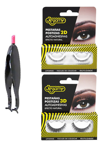 Pestañas Postizas Autoadhesivas 2d Y 3d + Pinza Aplicadora