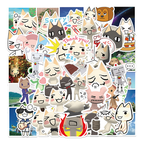 50 Pegatinas De Dibujos Animados Con Forma De Gato Toro Inou